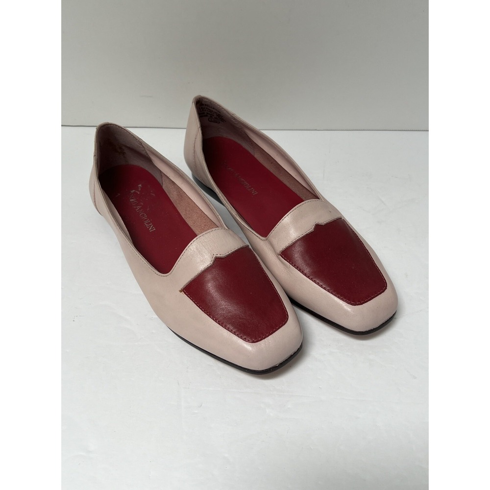 Enzo Angiolini AEBELLEVUE Two Tone Pink Burgundy Leather Loafers Flats 6.5M‎